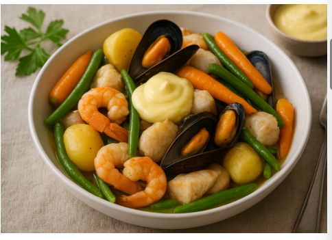 Aïoli – Cod, Mussels, Shrimps & Vegetables